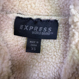 Express Womens Beige Faux Leather Sherpa Lined Zip-Up Vest Size XS