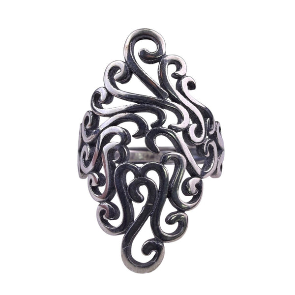 Sterling Silver Tone Adjustable Openwork Scroll Ring Womens S925 Jewelry Size 7