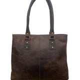 Serrv Women’s Brown Leather Timeless Design With Double Handles Tote Bag
