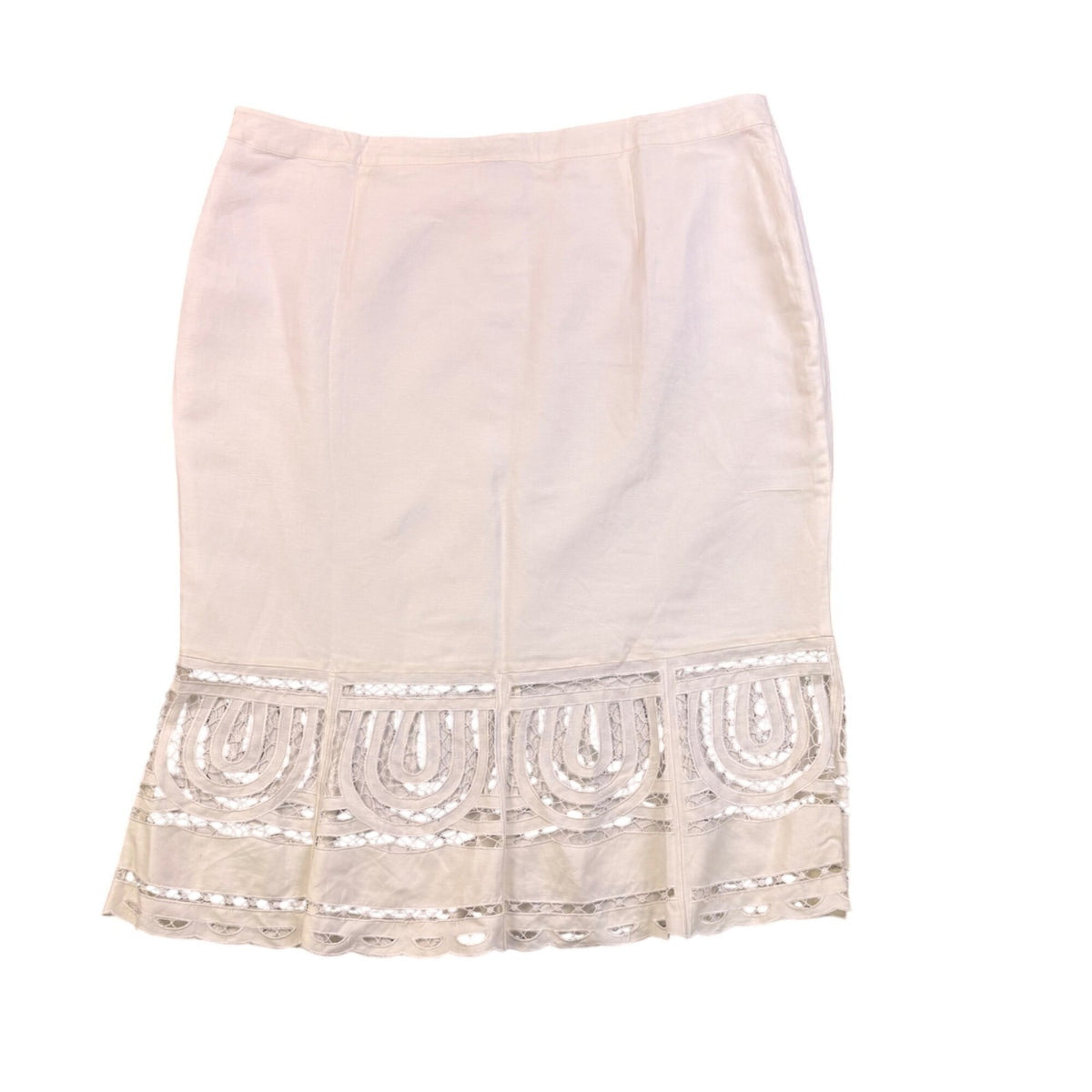 Ashley Stewart Womens White Linen & Rayon Cutwork Pencil Skirt Size 24W