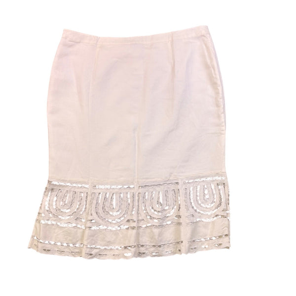 Ashley Stewart Womens White Linen & Rayon Cutwork Pencil Skirt Size 24W
