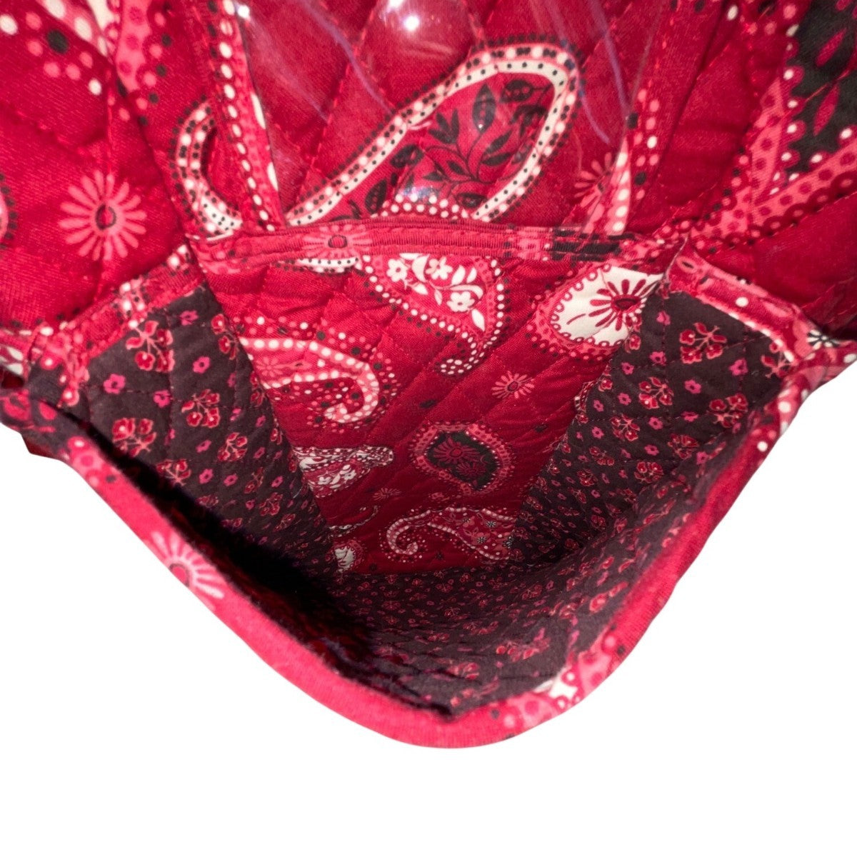 Vera Bradley Women’s Red Cotton Quilted Paisley Print Adjustable Straps Backpack