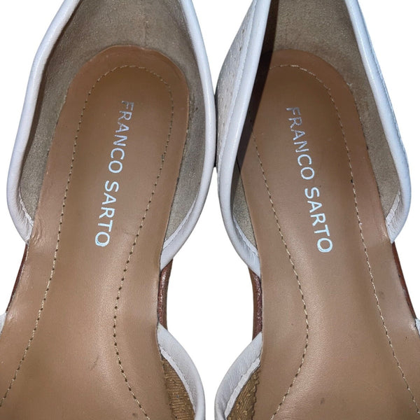Franco Sarto Women’s White Perforated Leather Open-Toe DOrsay Flats Size 7M