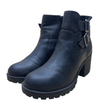Dirty Laundry Women’s Black Leather Buckle Chunky Heel Ankle Booties Size 7M
