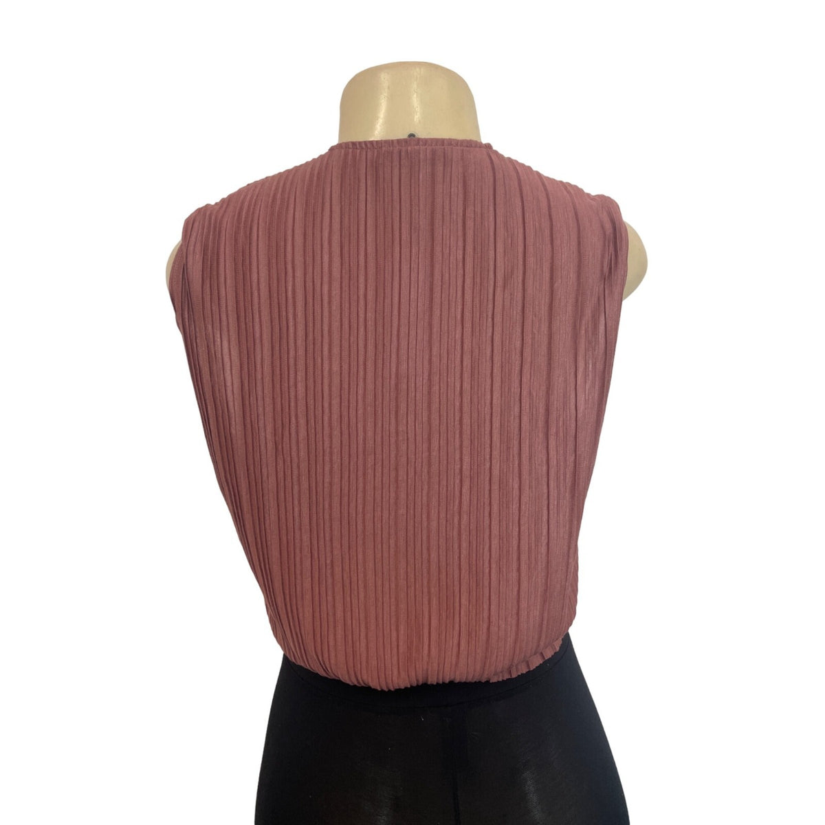 Mango Women's Dusty Pink Pleated Overlap Crop Top Shirt Sz S - NWT