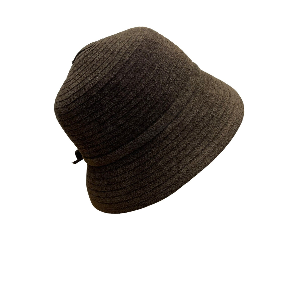 Charter Club Brown Fabric Bucket Hat Woven Texture Bow Accent