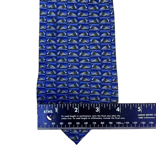 The Nature Conservancy Mens Blue Silk Duck Pattern Neck Tie Hand Made Imported