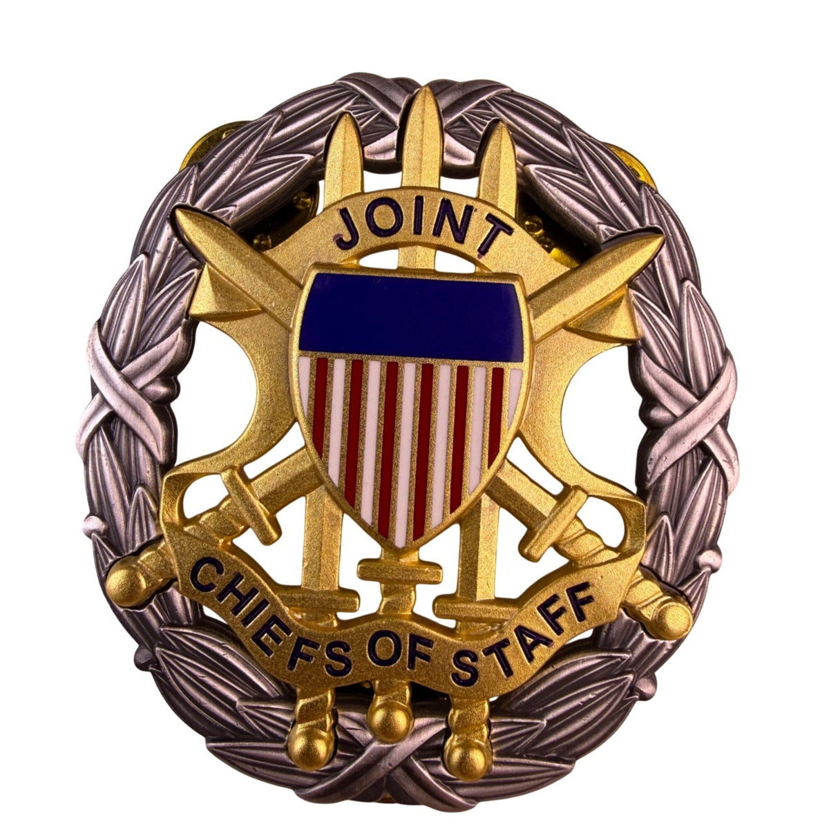 US Joint Chiefs Of Staff Gold Tone Metal Dress Badge Identification Clipback