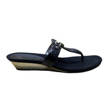 Anne Klein Women’s Black Embossed Strap Wedge Sandals Akita Size 10M
