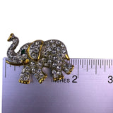 Vintage Gold Tone Rhinestone Elephant Brooch With Green Eye Jewelry Accessory