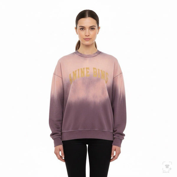 Anine Bing Womens Pink Ombre Sweatshirt Graphic Casual Crewneck Sz M