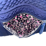 Vera Bradley Women’s Navy Blue Quilted With Zipper Closure Shoulder Tote Bag