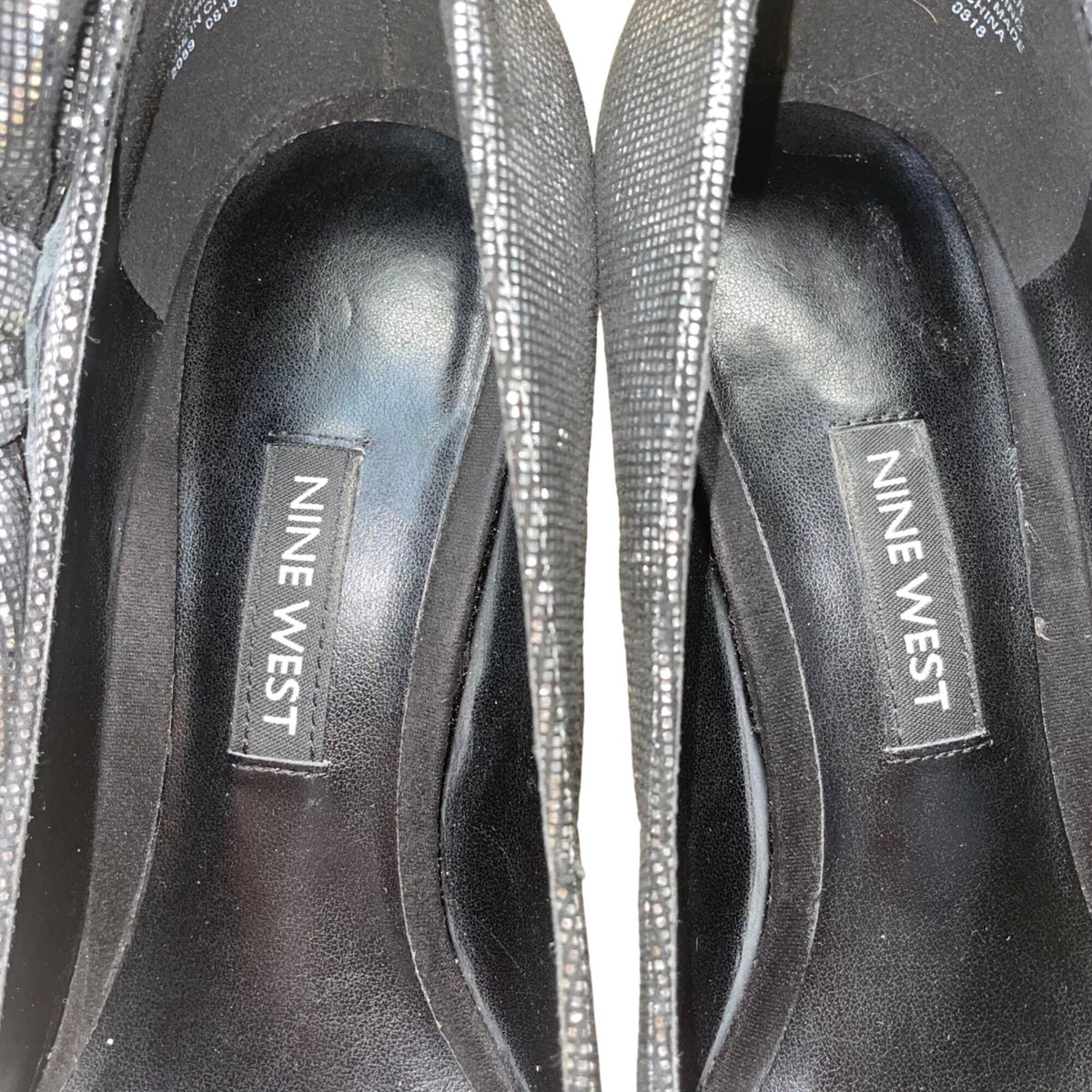 Nine West Women’s Metallic Silver Leather Bow Pointed Toe Quavissa Heels Sz 6.5M