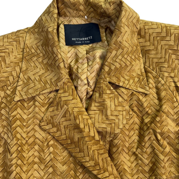 Hettabretz Womens Yellow 100% Silk Double-Breasted Trench Coat With Belt Italy