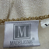 Vintage Madeleine Womens Ivory Embellished Cardigan Long Sleeve Open Front Sz L