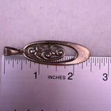 Oval Italian Sterling Silver Pendant 925 Intricate Filigree Wave Patter