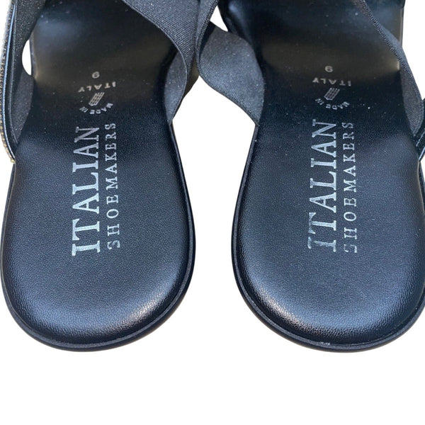 Italian Shoemakers Women’s Black Rhinestone Embellished Boom Sandals Size 9