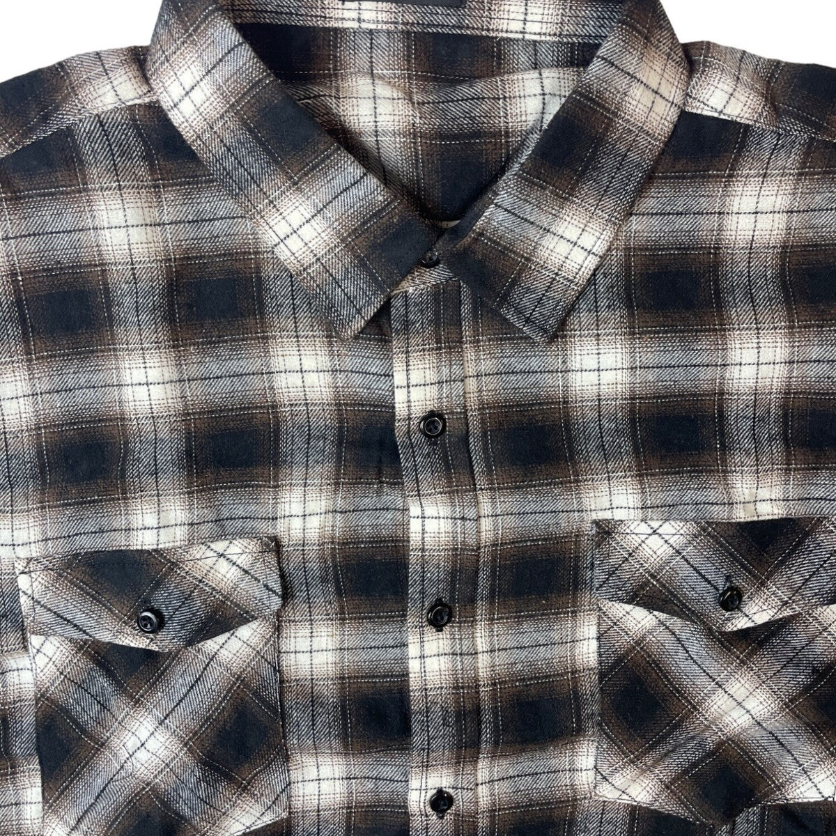 Men's Brown Plaid Button Up Long Sleeve Shirt Sz XXL