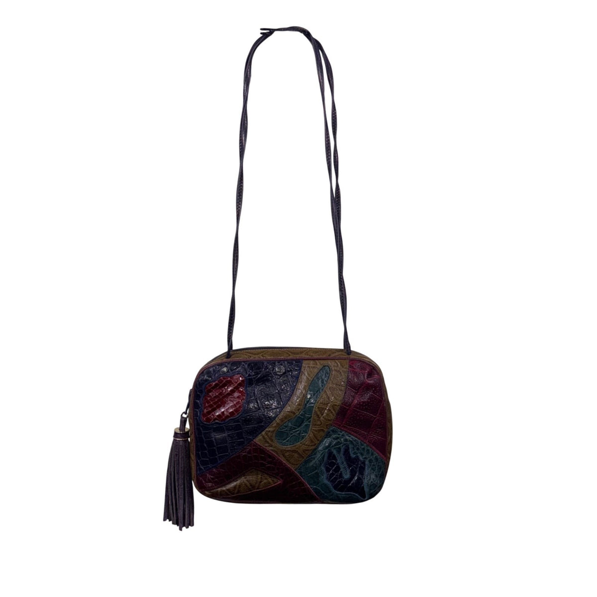 Sharif Women’s Brown Multicolor Leather Patchwork Tassel Accent Shoulder Bag