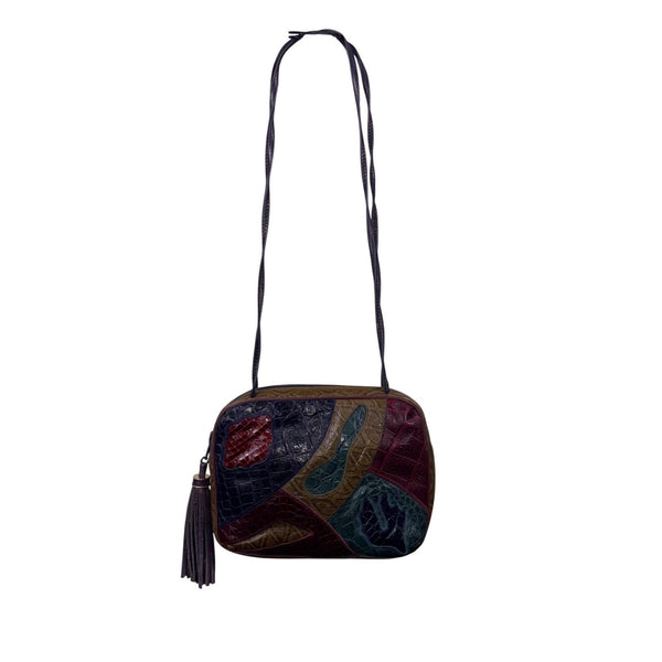 Sharif Women’s Brown Multicolor Leather Patchwork Tassel Accent Shoulder Bag