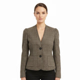 Banana Republic Womens Brown Wool Blend Plaid Pattern Blazer Button Front Sz 6
