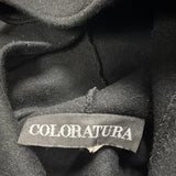 Coloratura Womens Black Wool Hooded Poncho With Feather Appliqué One Size
