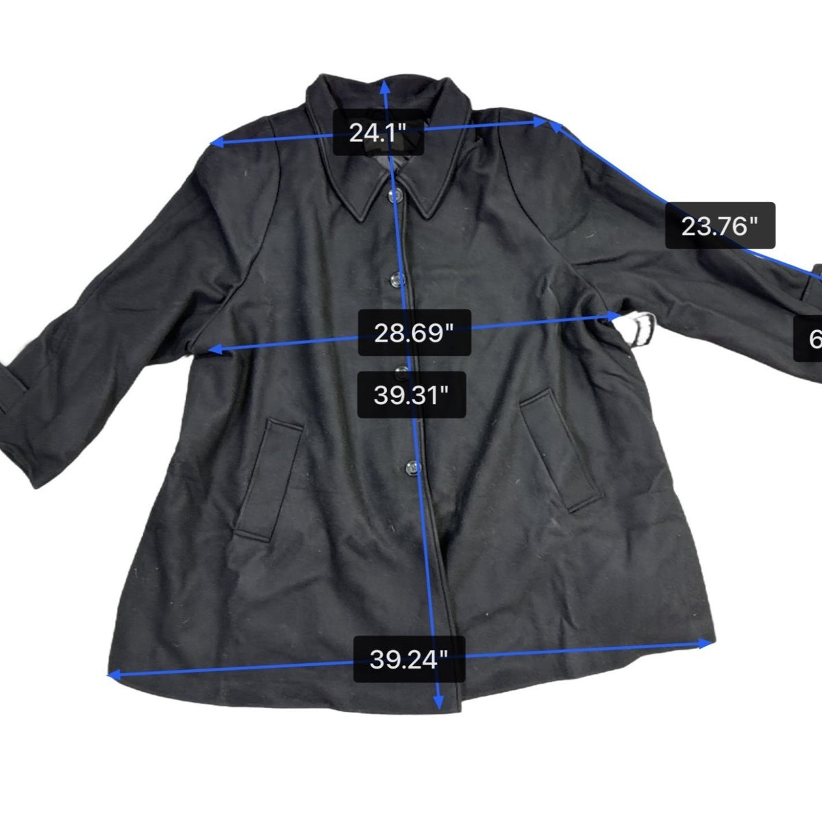 Woman Within Womens Black Swing Coat Button Front Lightweight Size 38W