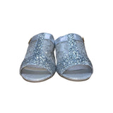 FashionShoes Women’s Silver Glitter Mesh Chic Slip-On Open-Toe Block Heel Sz 37