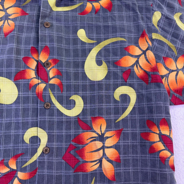 Tommy Bahama Mens Multicolor Silk Floral Hawaiian Shirt Casual Button-Down Sz M