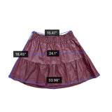 Anthropologie Womens Burgundy Coated Faux Leather Tiered Mini Skirt L