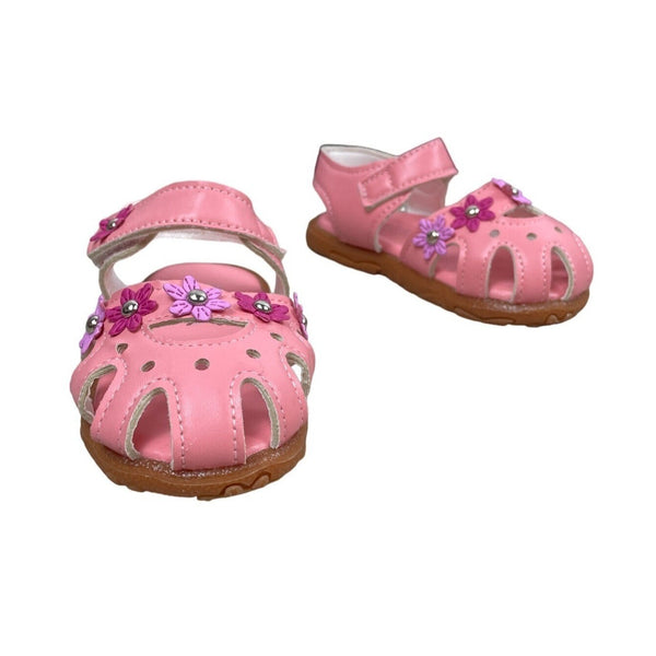 K k Blongxie Toddler Girl's Pink Wrap Toe Soft Flower Sandal Shoes Sz 24