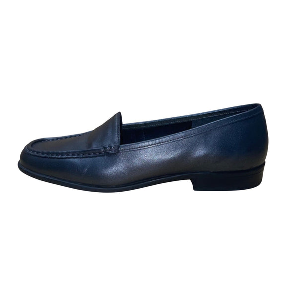 Nicole Women’s Gray Leather Slip On Square Toe Bing Loafers 7.5M