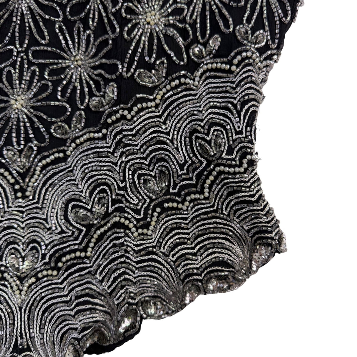 Papell Boutique Womens Black Silk Beaded Halter Top Evening Wear Size M