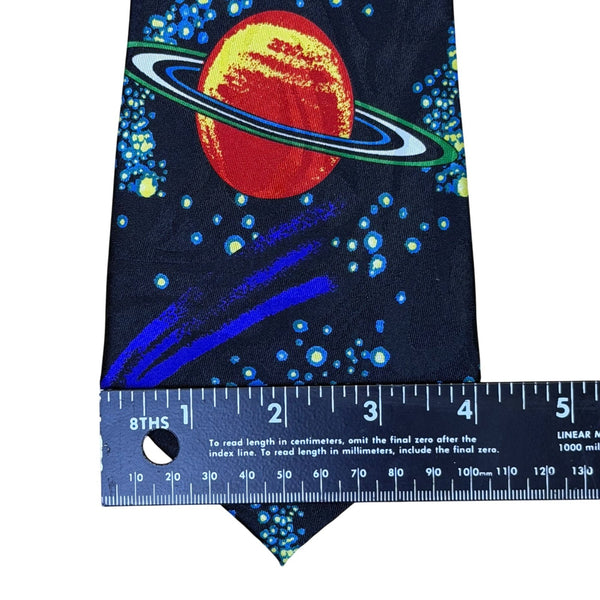Steven Harris Mens Navy Microfiber Handmade Planet Print Tie 58" Novelty Pattern