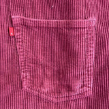Levis Womens Burgundy Cotton Corduroy Button-Front Overall Midi Dress Size M