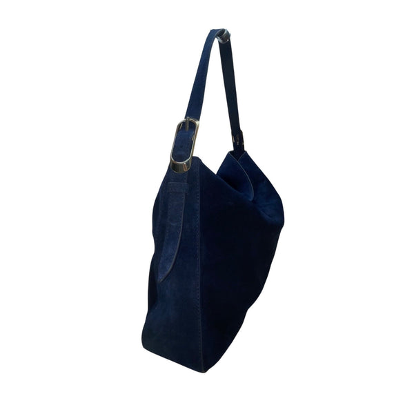 J.Crew Women’s Navy Blue Cow Suede Shoulder Adjustable Strap Soft  Satchel Bag