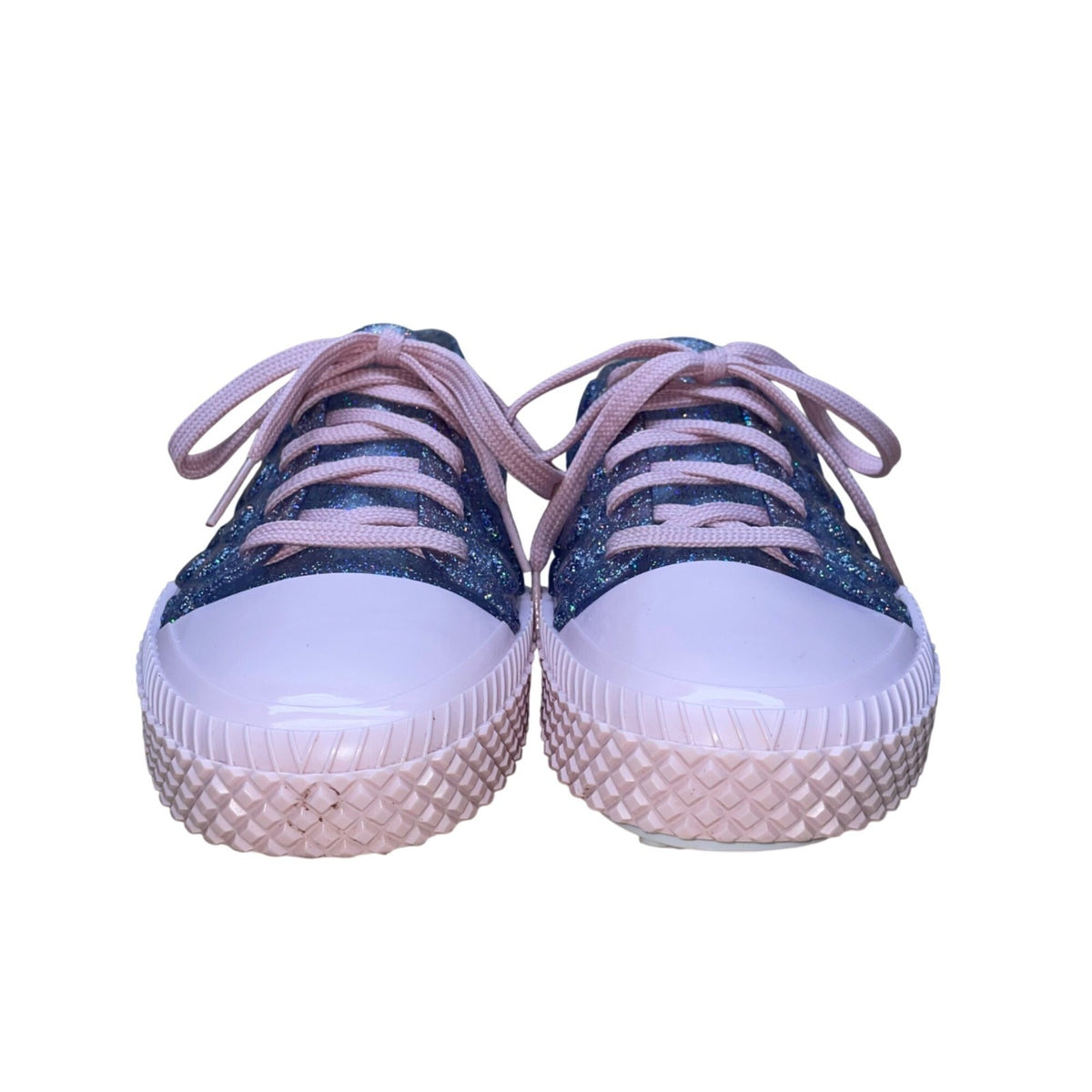 Melissa Kids Purple & Pink Glitter Lace-Up Cap Toe Sneakers Size 6US