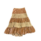 Edward Womens Brown/Beige Bohemian Tiered Midi Skirt Elastic Waist Size 4