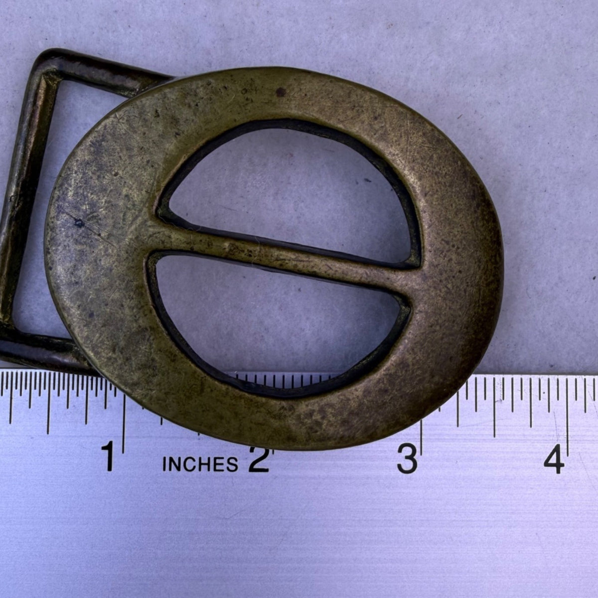 Vintage Solid Brass Belt Buckle Oval Horizontal Bar Mens Accessories