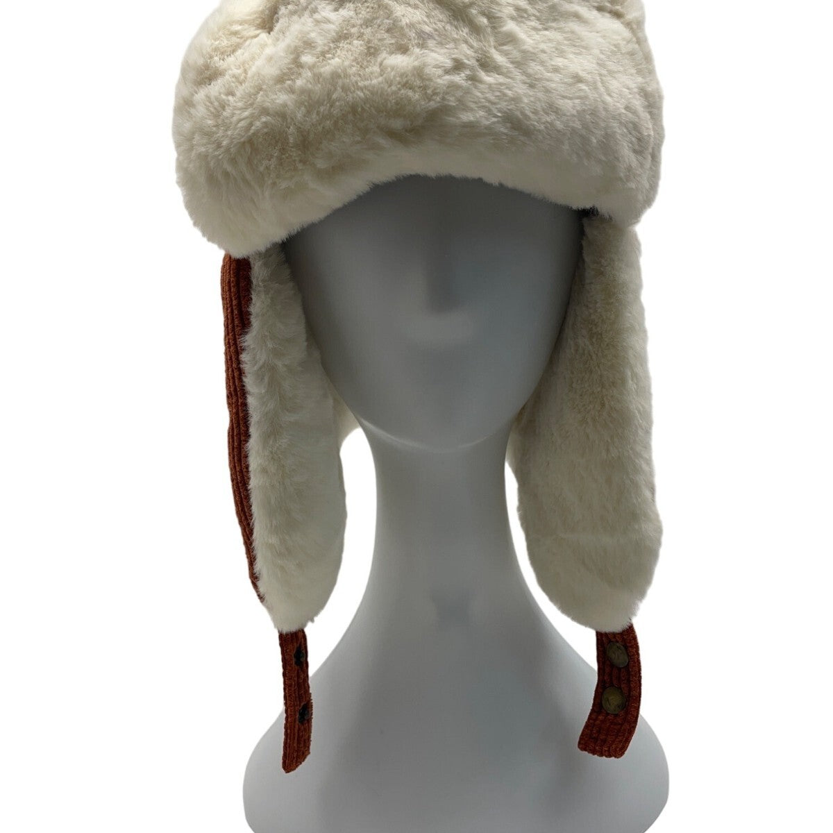 High Desert Gear Unisex Corduroy Faux Fur Trapper Ear Flaps Brown Cream One Size