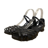 Skechers Women’s Black Strappy Cushioned Sole Open Toe Flat Sandals