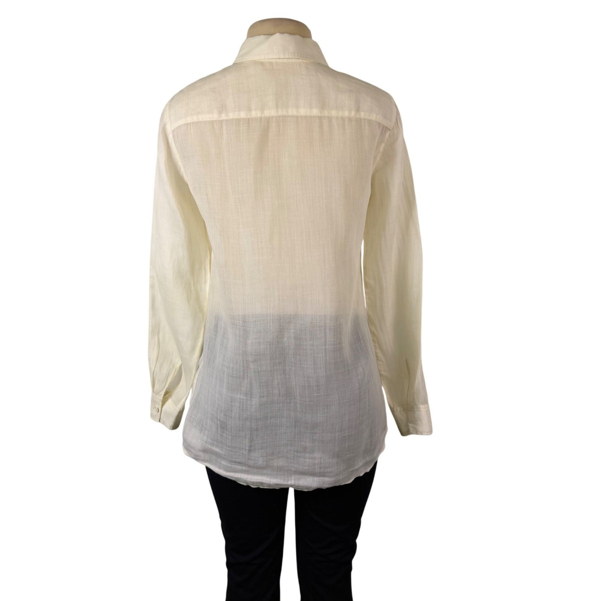 Theory Womens White Ramie Button-Up Long Sleeve Blouse With Pockets Size SP