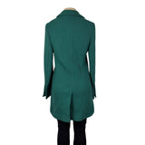Kristina Ti Green Waffle Coat With Satin Ribbon Tie Waist Made In Italy Size M