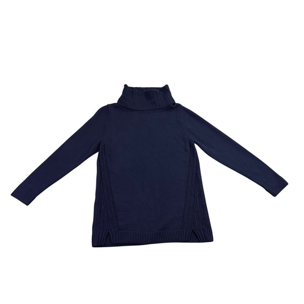 Bylyse Womens Navy Cotton-Blend Turtleneck Sweater Ribbed Knit Size M