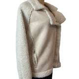 Classic Fashion Collection Women's White Lined Teddy Jacket Sz M