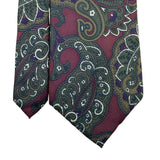 Christian D Mens Burgundy Green Paisley Silk Tie Fabric Woven Italy Made USA