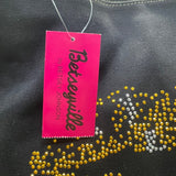 Betseyville Women’s Black Canvas & Gold-Toned Blingin Lips Rhinestone Tote Bag