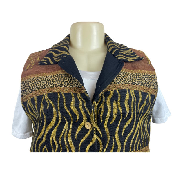 Dressbarn Women's Brown Zebra Pattern Vest Sz M