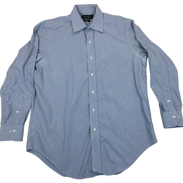 Ralph Lauren Mens Classic Fit Blue & White Striped Dress Shirt Sz 15.5 (32/33)