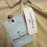 Tommy Bahama Mens Yellow Silk & Cotton Long Sleeve Polo Shirt Comfortable Sz XL